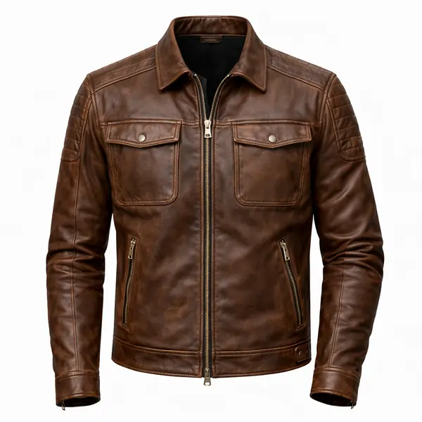 Vintage brown leather biker jacket
